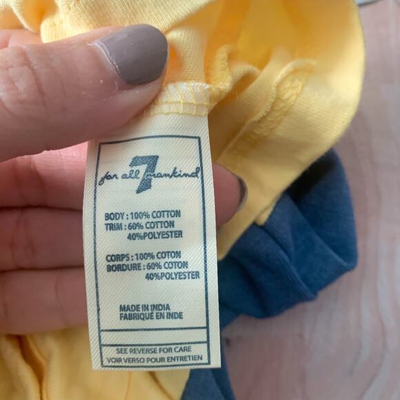 7 For All Mankind Yellow Gray & White Striped Sleeveless Jumpsuit - Picture 2 of 7